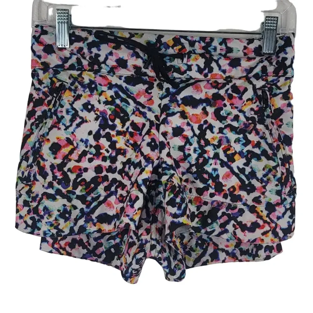 Athleta Water Color Splash Athletic Hiking Running Women's Shorts SZ 0